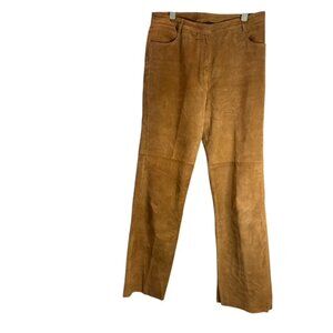 Territories Genuine Leather Womens Button Zip Raw Hem Pants Size 12